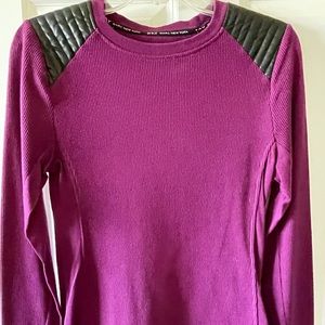 Marc NY knit top with pleather shoulder accents